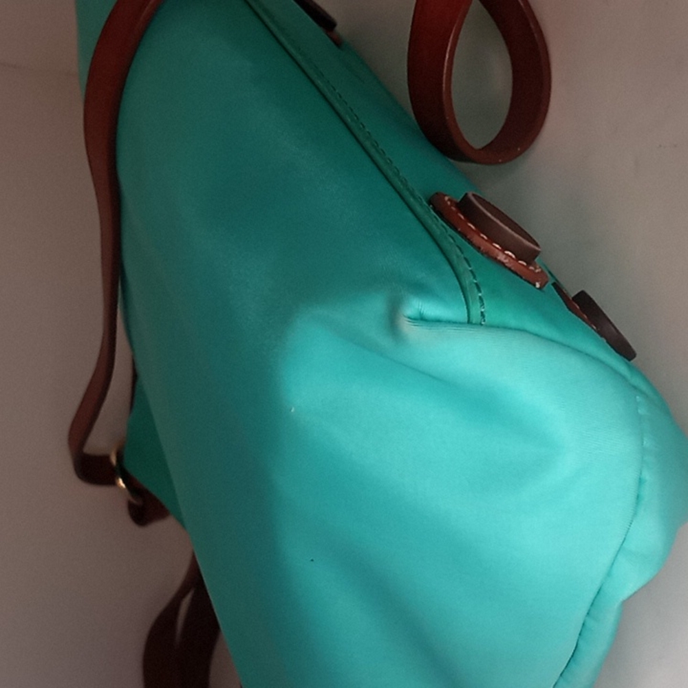 Dooney & Bourke Teal Nylon Windham Cleo Letter Carrier crossbody - Picture 3 of 16
